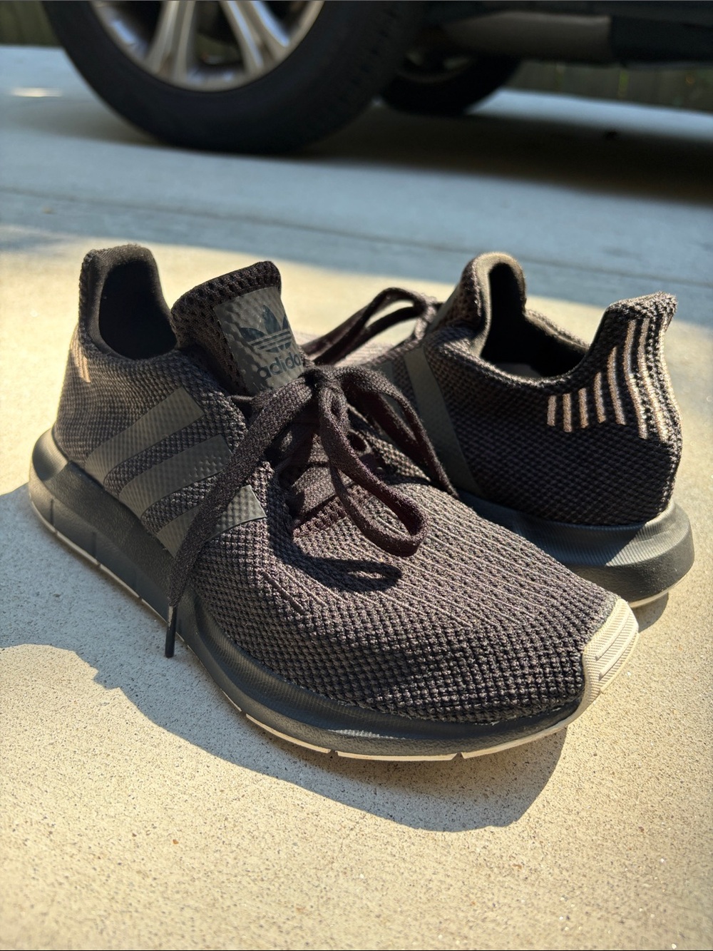 Adidas Black and Pink Running Shoes - Size 6